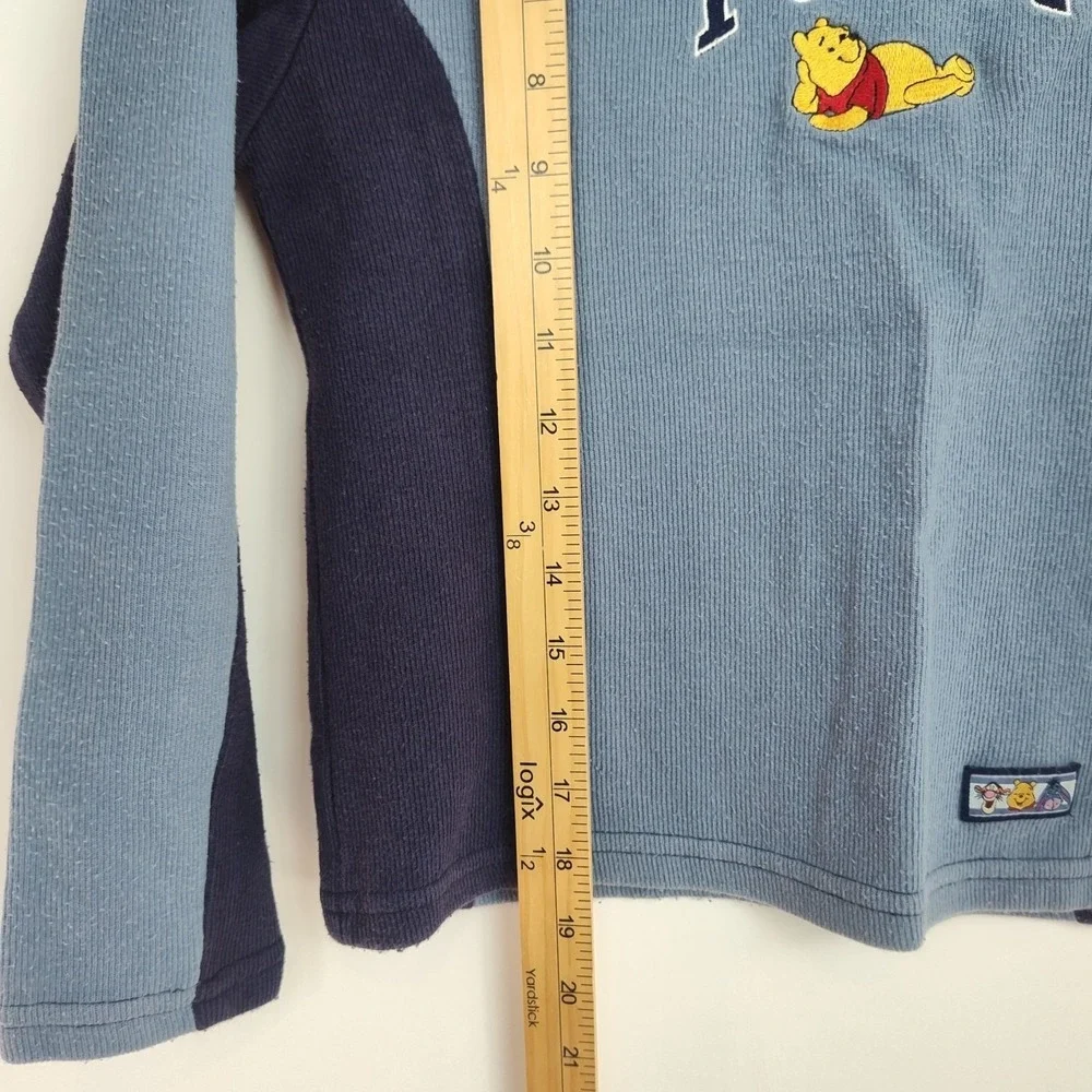 VTG Winnie The Pooh Sweater Youth‎ Size 8 Blue Embroidered V-Neck Long Sleeves
